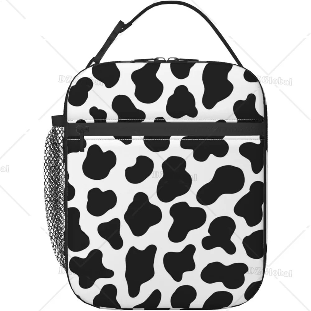 Cow Print Insulated Lunch Box for Men Women Portable Reusable Thermal Lunch Bag for Office Work Travel Picnic 240819