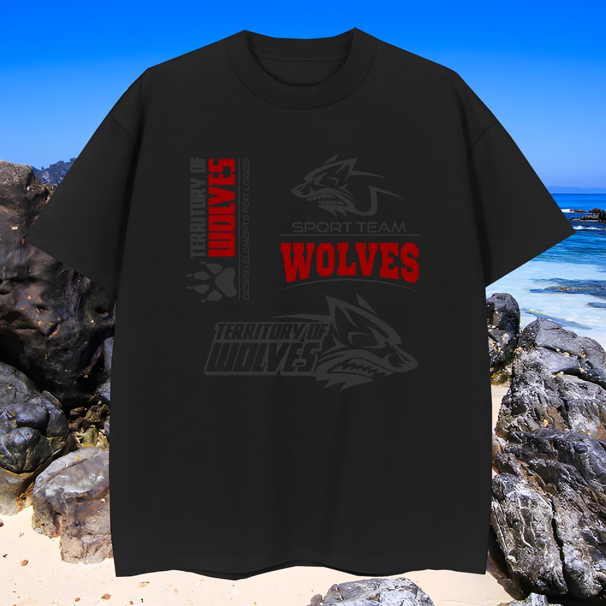 Wholesale T-Shirts wolf Crew Neck Beach Custom Print Oversized 230g 100% Cotton Couples T Shirts DIY Customized Top Tees