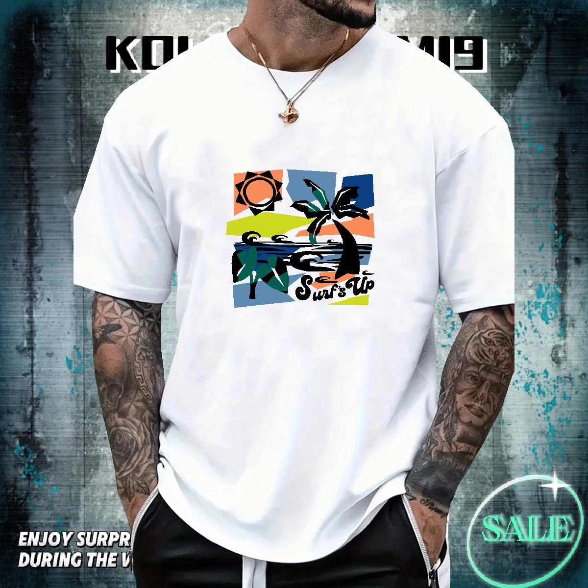 Comfortable Men Clothes T-Shirt Summer Casual 230g Cotton Graphic O-Neck Short Sleeve beach T-Shirts 2024 Tops Tees