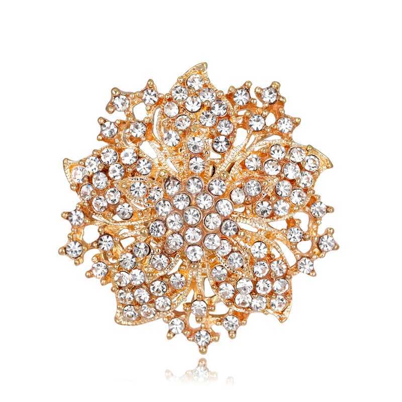 Brooch Pin Exquisite rust proof silver plated rhinestone round flower brooch for dating Brooch Pin clothing accessories W240815
