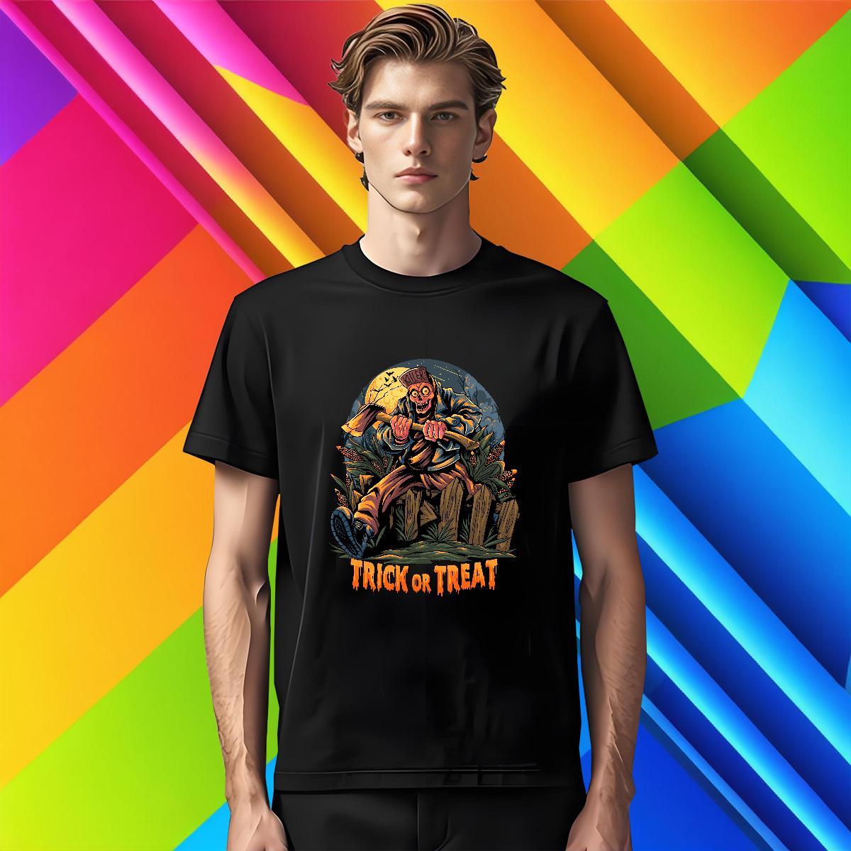Unisex T shirt halloween Breathable Crew Neck Sport Black Oversized 230g 100% Cotton Men Clothes T-Shirt 2024 New Tee Shirt