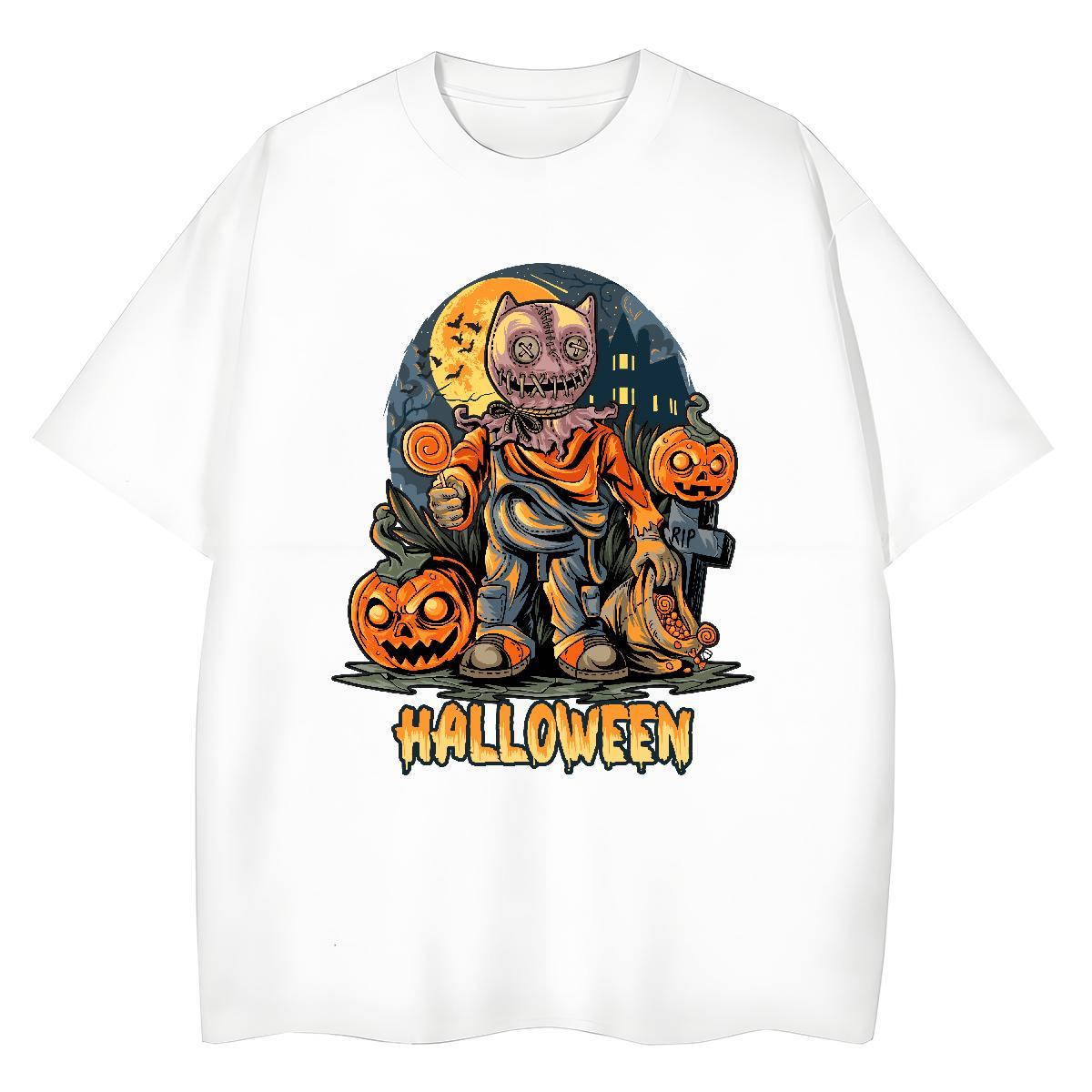 Factory Direct pumpkin Tshirts 230g 100% Cotton T-Shirts for Men DIY Anime Spring Summer O-Neck Short Sleeve Wholesale Clothings