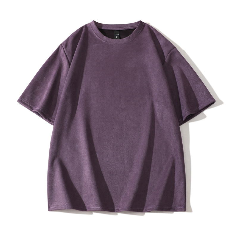 Suede T Shirts for Men Summer Short-sleeve Mens T-shirt Basic Casual Tshirt Solid Colour Tee shirts Unisex Summer Tops