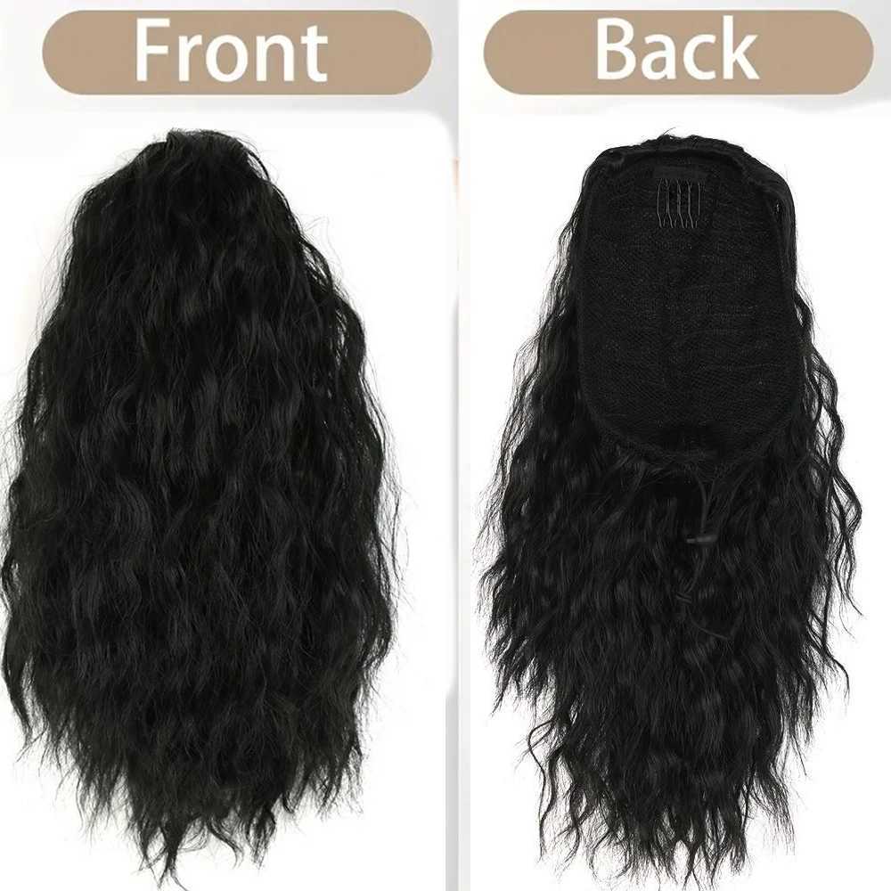 25cm fluffy water wave brushed synthetic ponytail hair extension Wigs curly hair fake ponytail women wear Wigs daily W240817