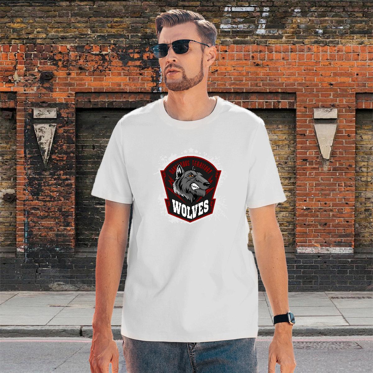 Loose T Shirt For Man wolf Breathable Short Sleeve Hip Hop Street Custom Anime 230g 100% Cotton Men Tees Customized Tops