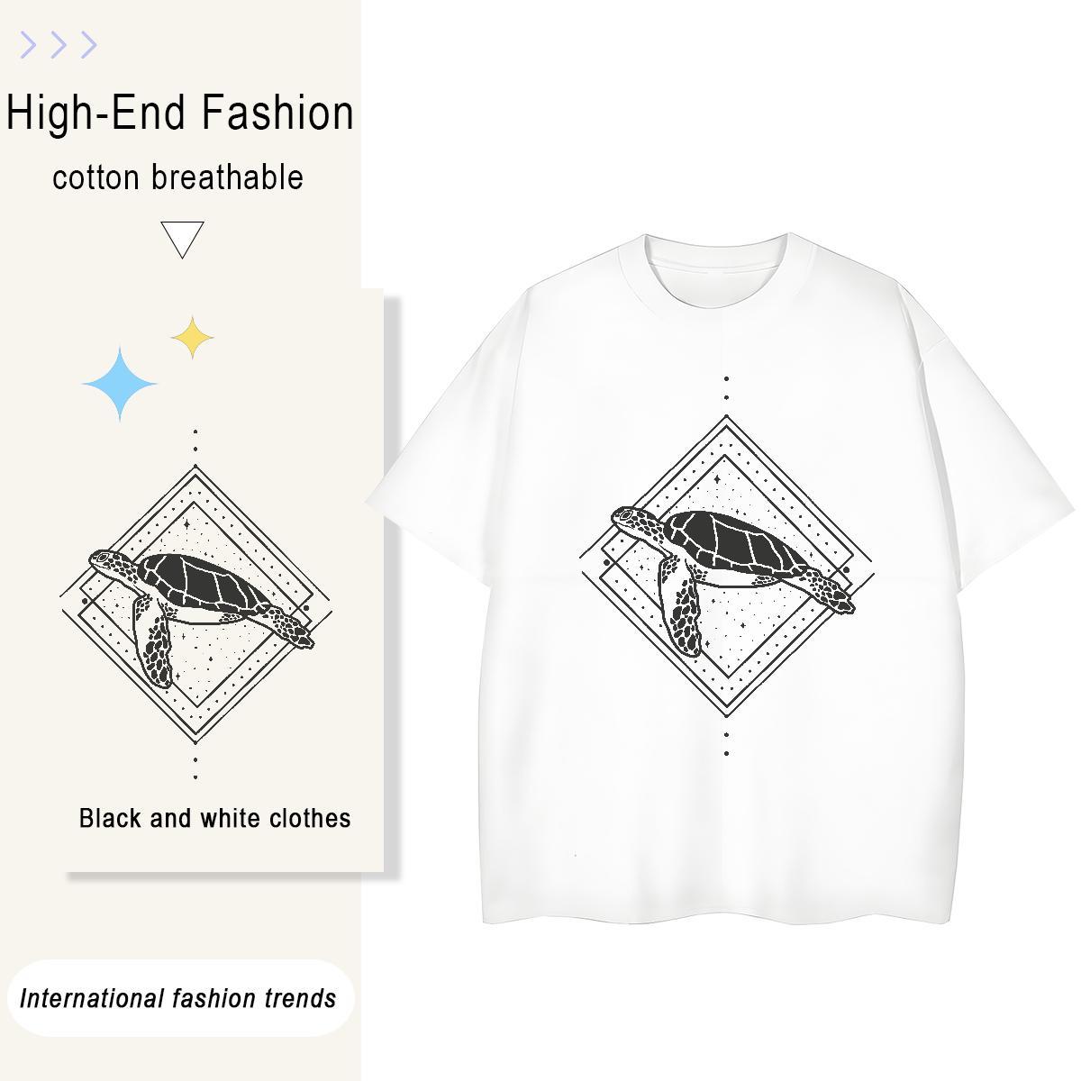 Designer Couples T Shirts Home Outdoor O-Neck Short Sleeve Tops Tees Lady 230g 100% Cotton tortoise White Plus Size T Shirt For Woman