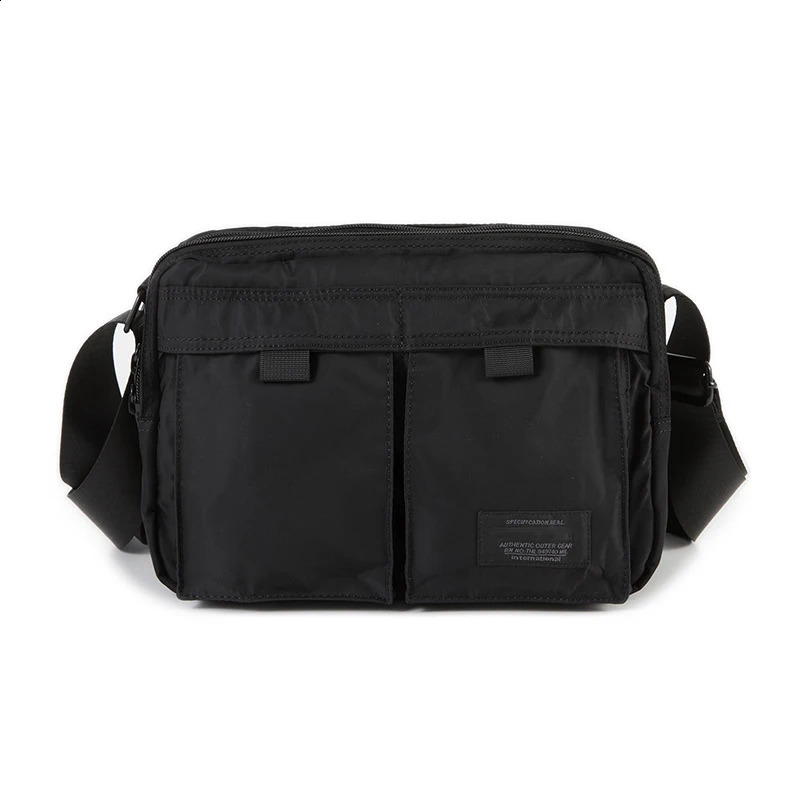Japanese square mens horizontal shoulder multi pocket casual messenger cross body fashionable commuting bag 240819 a245