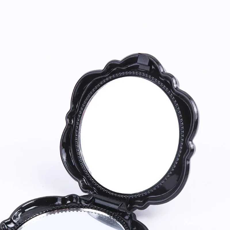 Mini Rose Makeup Mirror Double Sides Folding Makeup Vanity Hand Mirror Pocket Mirror Round Vanity Cosmetic Compact Y240819