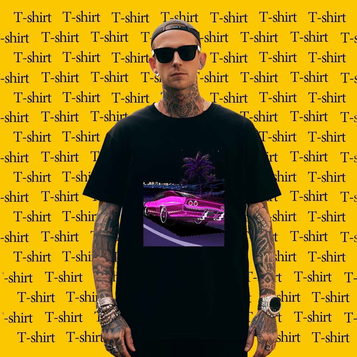 Soft Men Clothes T-Shirt Casual Daily Wear 230g Cotton DIY Printed Breathable car T-Shirts for Men Factory Direct Tshirts