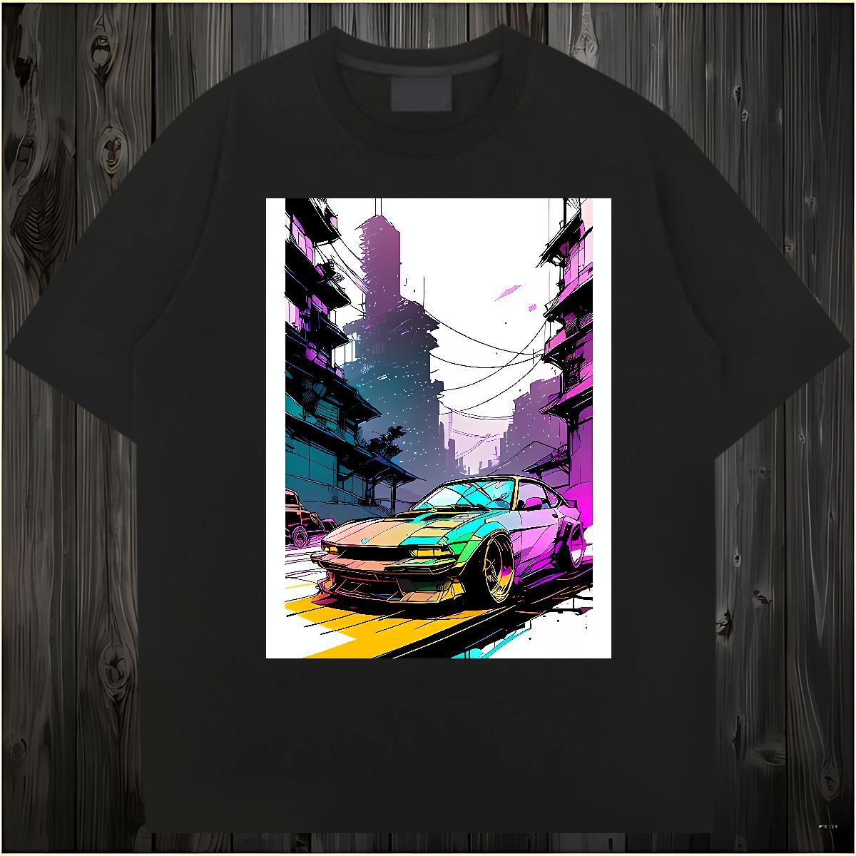 Brand car Men T Shirts Beach Men Tops Tees 230g Cotton Fashion Short Sleeve Soft Custom Printed Clothings