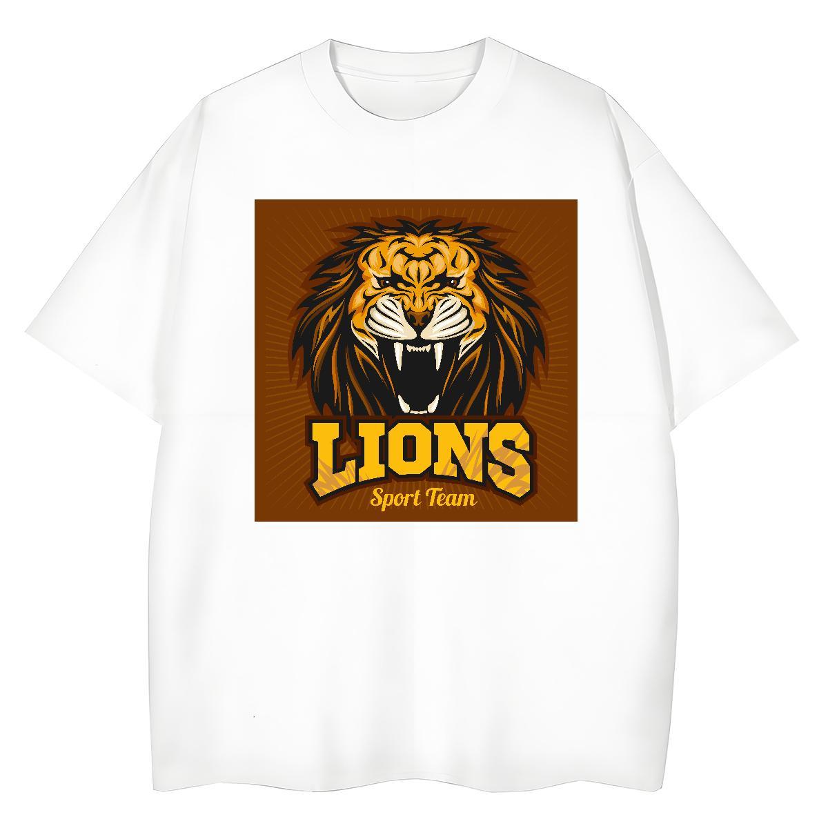 High Quality T shirt lion Short Sleeve O-Neck Sports Casual Custom Printed 230g Pure Cotton Tshirt for Man Woman Fashion Tees