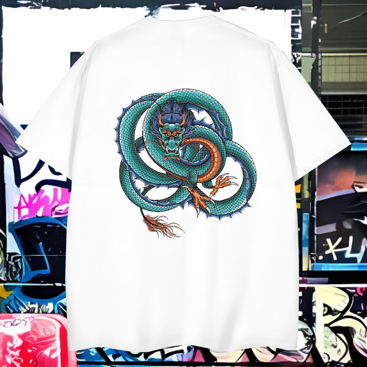 Mens T Shirts 230g 100% Cotton dragon Casual Daily Wear Pure Cotton Asian Size Mens Tshirts 2024 Designer Cool Design Tees