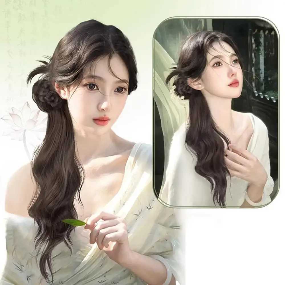 Female ponytail synthetic wig 50cm integrated grasping clip simulates hair with low ponytail and gentle hair extension Versatile W240817