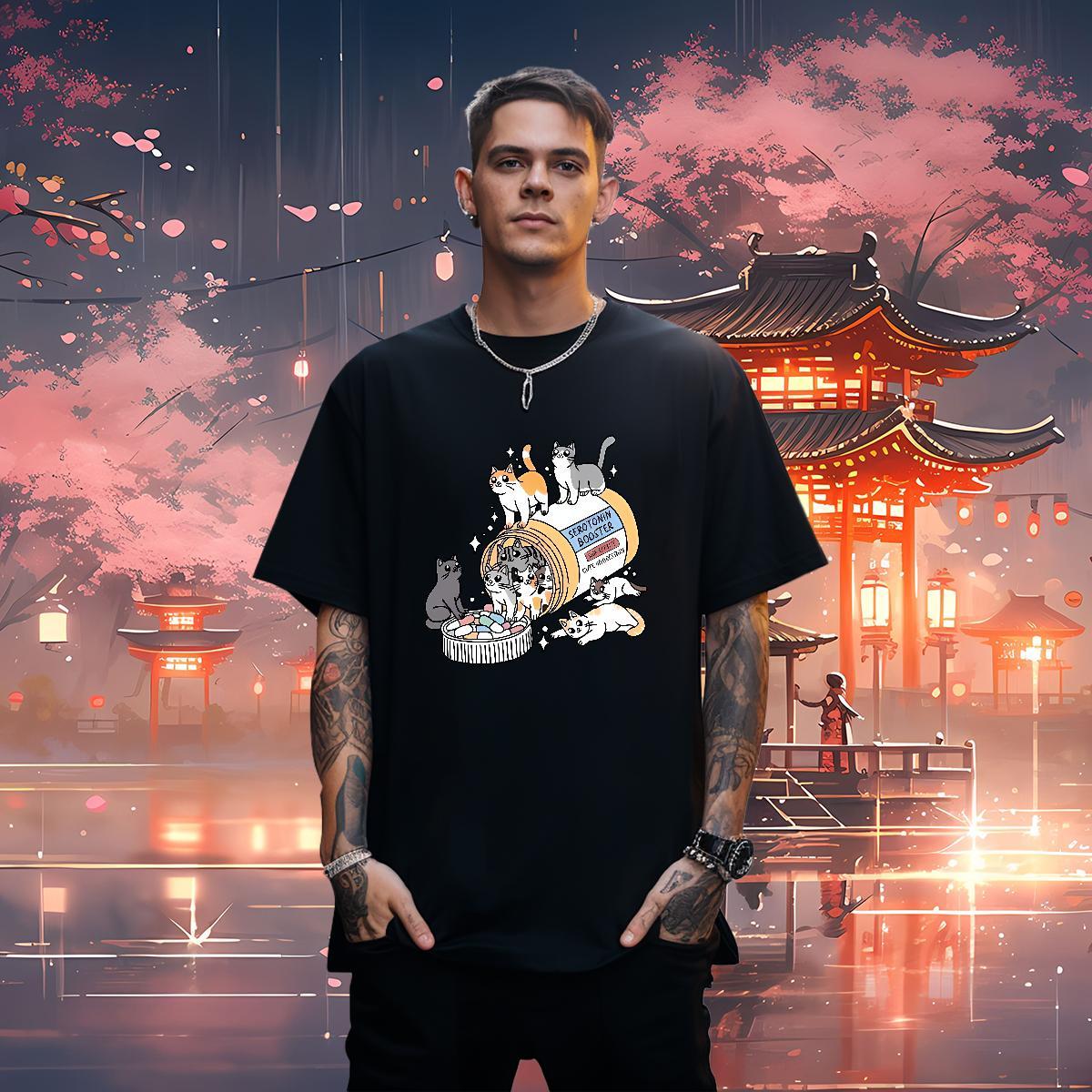 Designer T-Shirts cats Breathable Short Sleeve Hip Hop Street Custom Printed 230g 100% Cotton Men Tops Tees New Designer Tshirts