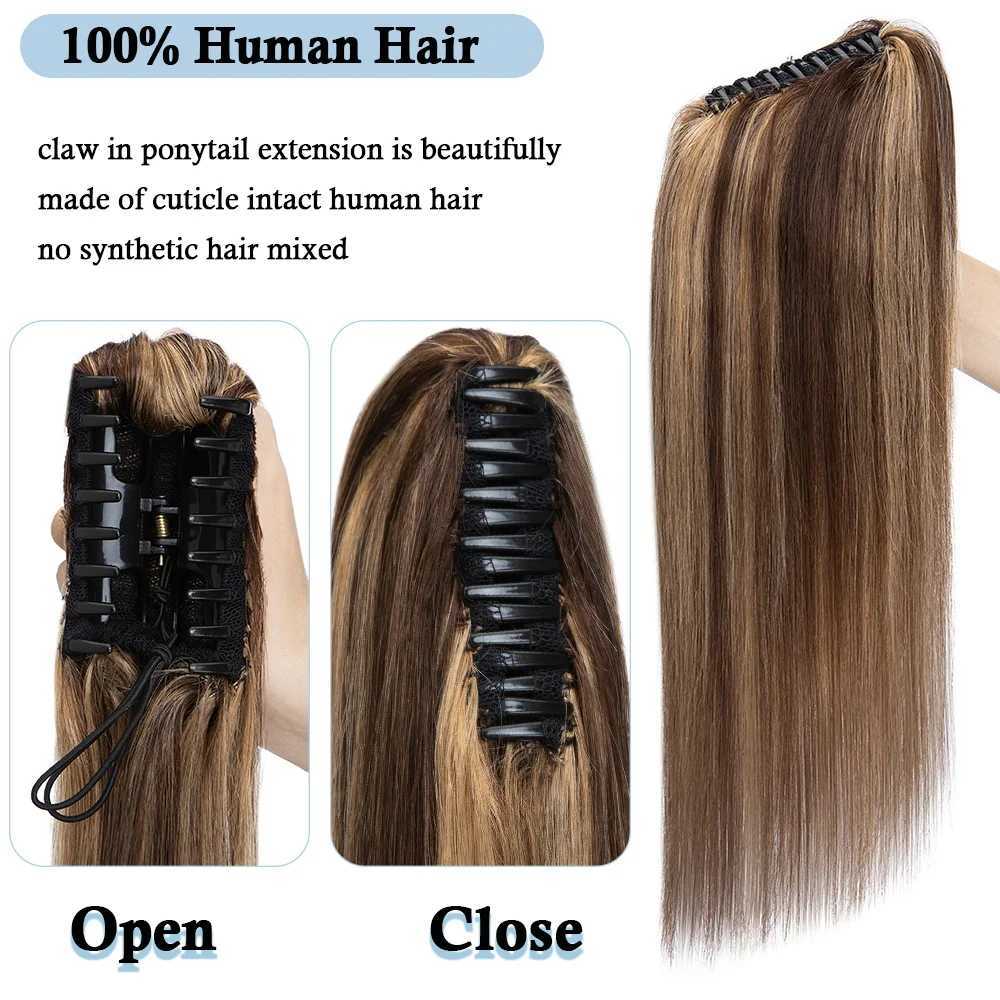 Rich selection of 120g claws clamped on ponytails 100% human hair straight ponytail hair extended ponytail on female hair W240817