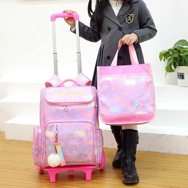 School Rolling Backpack Set with handbag School Trolley Bag with Wheels School Wheeled Bags Set with lunch bags Rolling Backpack Y240820