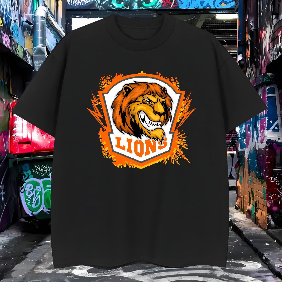 Brand T Shirts Men lion Crew Neck Breathable Street Plus Size Cartoon 230g Cotton Men Clothes T-Shirt Stylist Tshirts