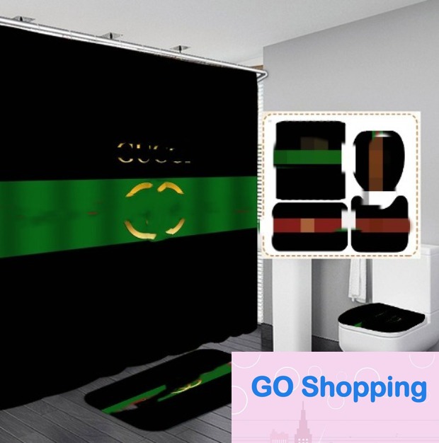 Designer Factory Outlet Sets Rug h Shower Toilet Seat Cover Bathroom Non-Slip Carpet And Shower Curtain US Free Shipping