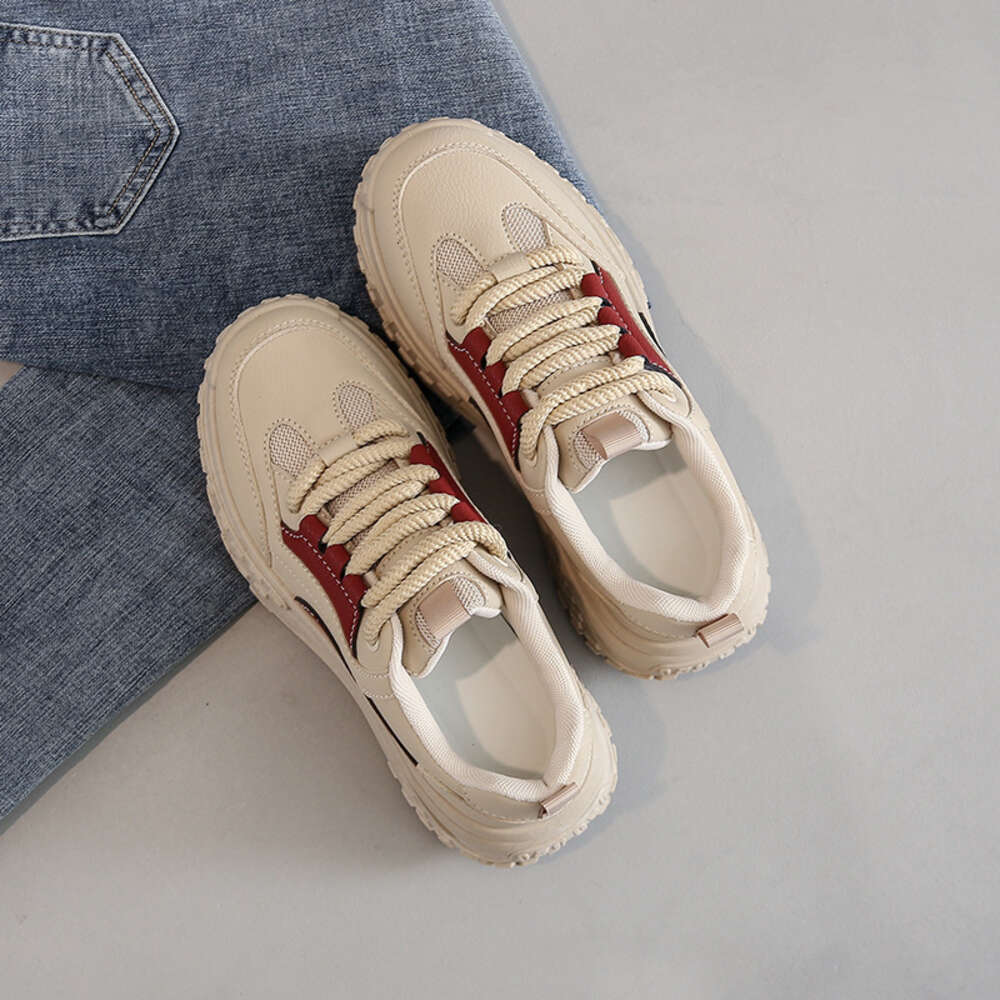 Ddmysports Autumn Little White Shoes New Korean Edition Instagram Sports Running Female Students Thick Sole Eightening Leisure Street Shoot JC OUTDOOR