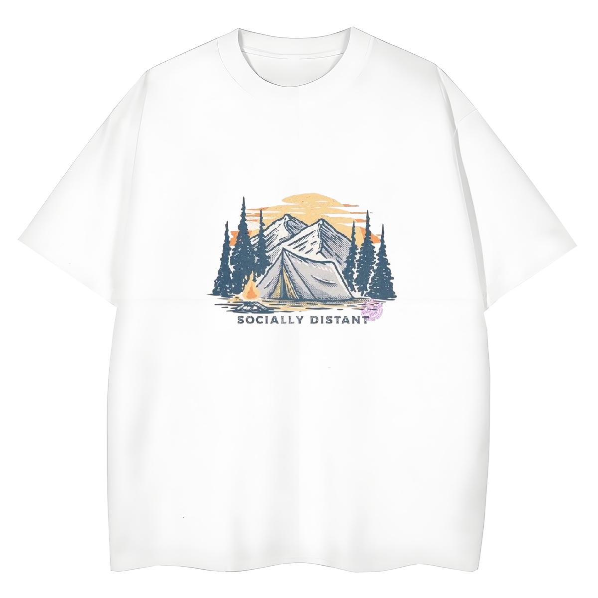 Fashion Casual Women Tshirts Spring Summer Round Neck Short Sleeve Tees Nice 230g Pure Cotton mountains DIY Anime Printed T Shirts Women