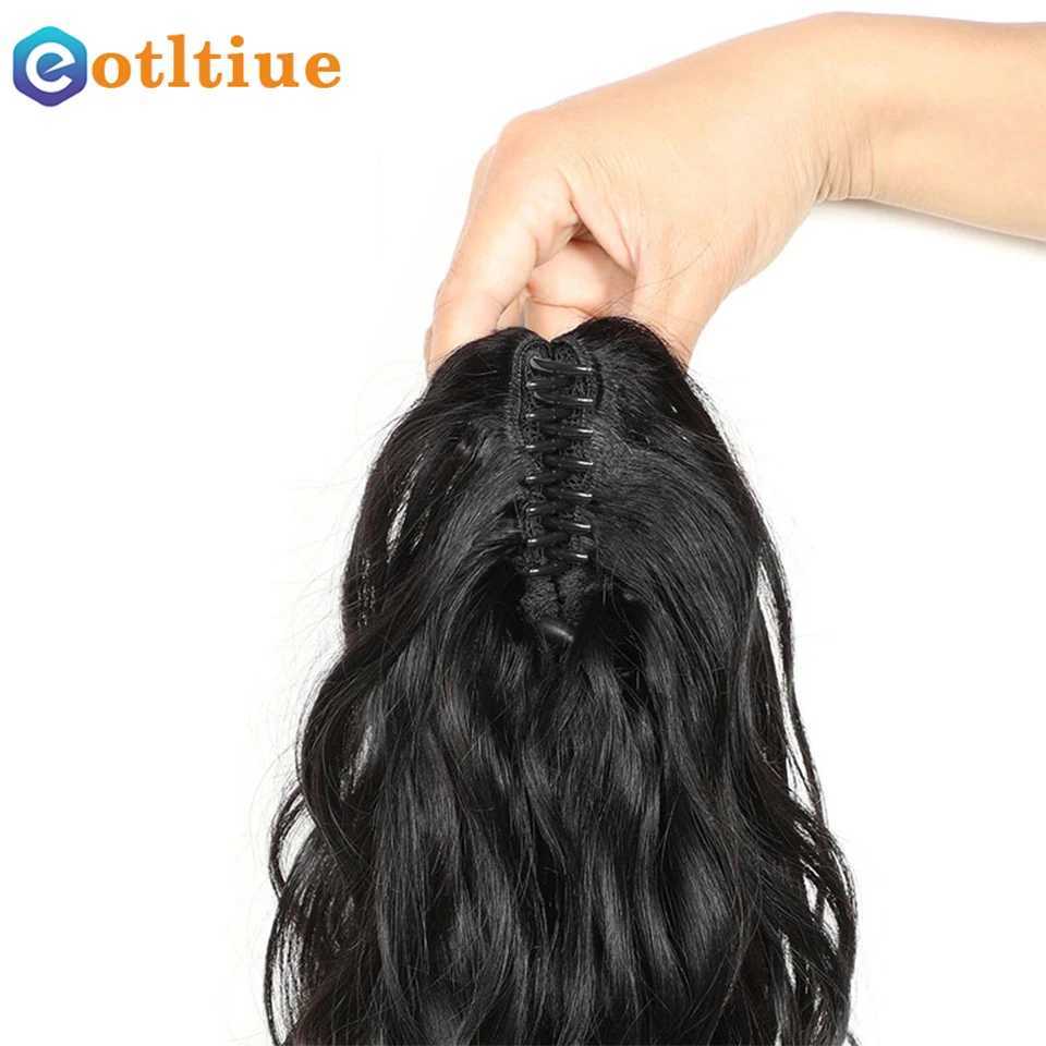 8-28 inches body wave claw ponytail human hair Brazilian hair ponytail clip hair natural black female W240817
