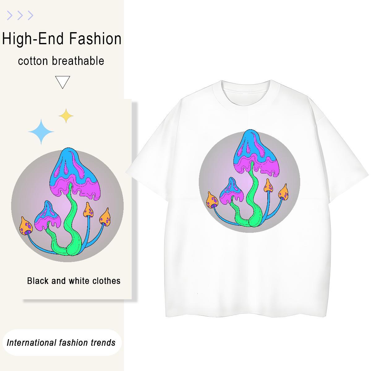 2024 Designer Mens Tshirts mushroom Street Casual 100% Cotton 230g Clothes Breathable Crew Neck High Quality T-Shirts for Men Anime