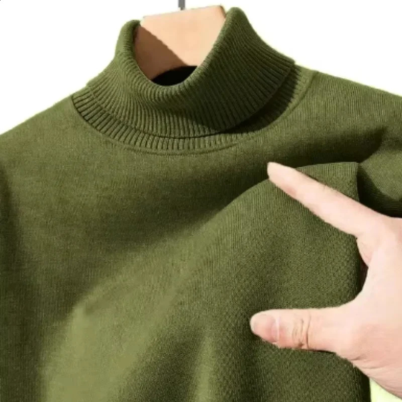 Mens autumn and winter casual high neck long sleeved street sweater solid color floral knitted 240819