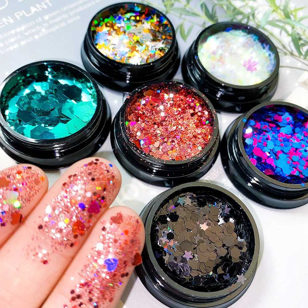 Iridescent Nail Art Sequins Nail Glitter Mixed Chunky Glitter for Nails Art Sequin Powder Decoration DIY Accessories Nail SupplyXJ240815