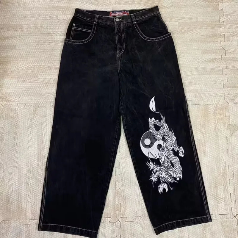 JNCO Y2K Men baggy jeans High quality Embroidered clothing streetwear Hip Hop high waisted jeans Vintage Women wide leg jeans 240819