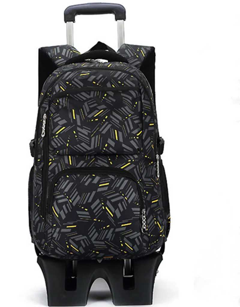 Three Wheels Folding Pulling Rod Bracket Rolling Cart Trolley School Bags Trolley Mochila book bag children 6 wheeled backpack Y240820
