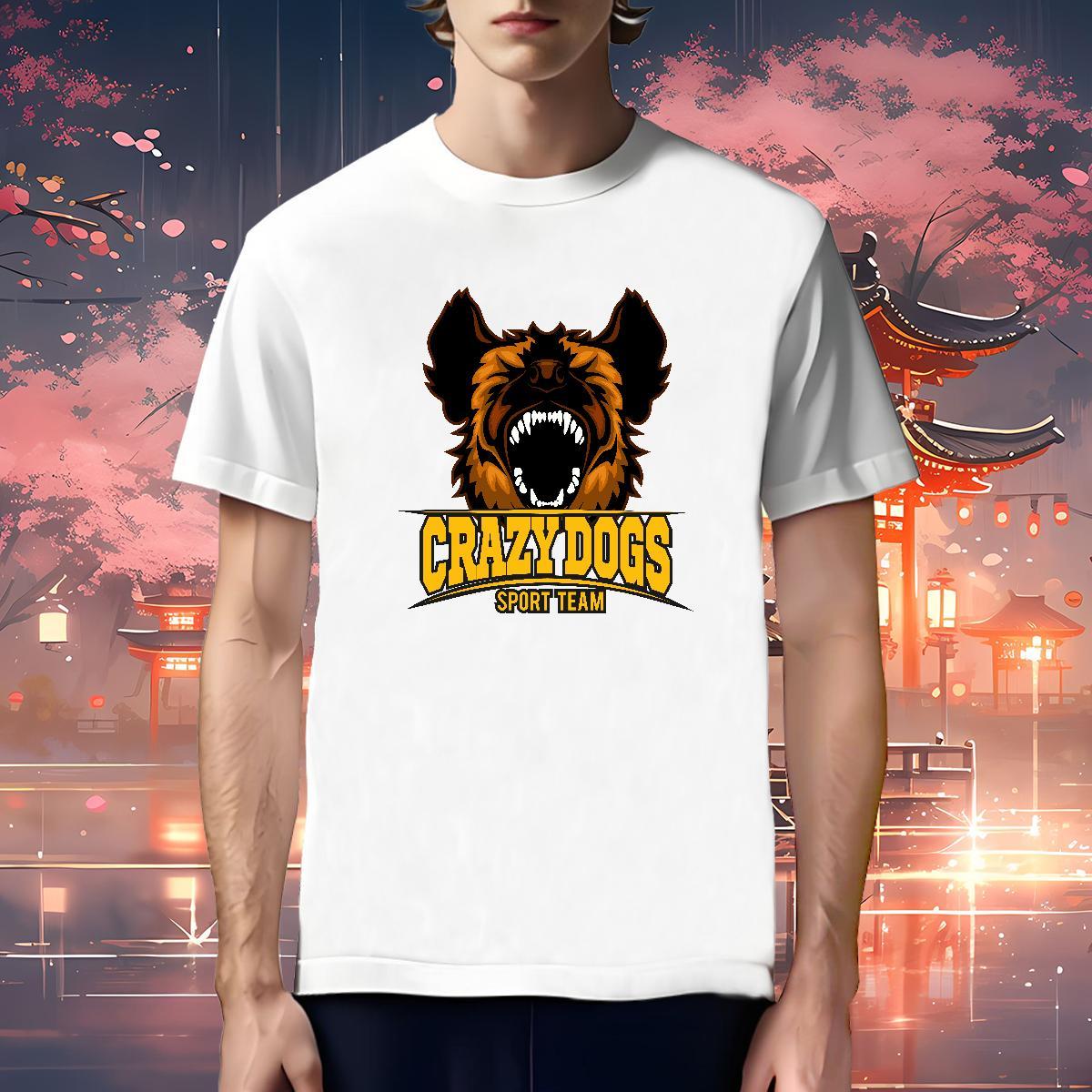 Comfortable T Shirt For Man crazy dog Crew Neck Breathable Summer Casual Plus Size Custom 230g Cotton Men Tees DIY Customized Wear