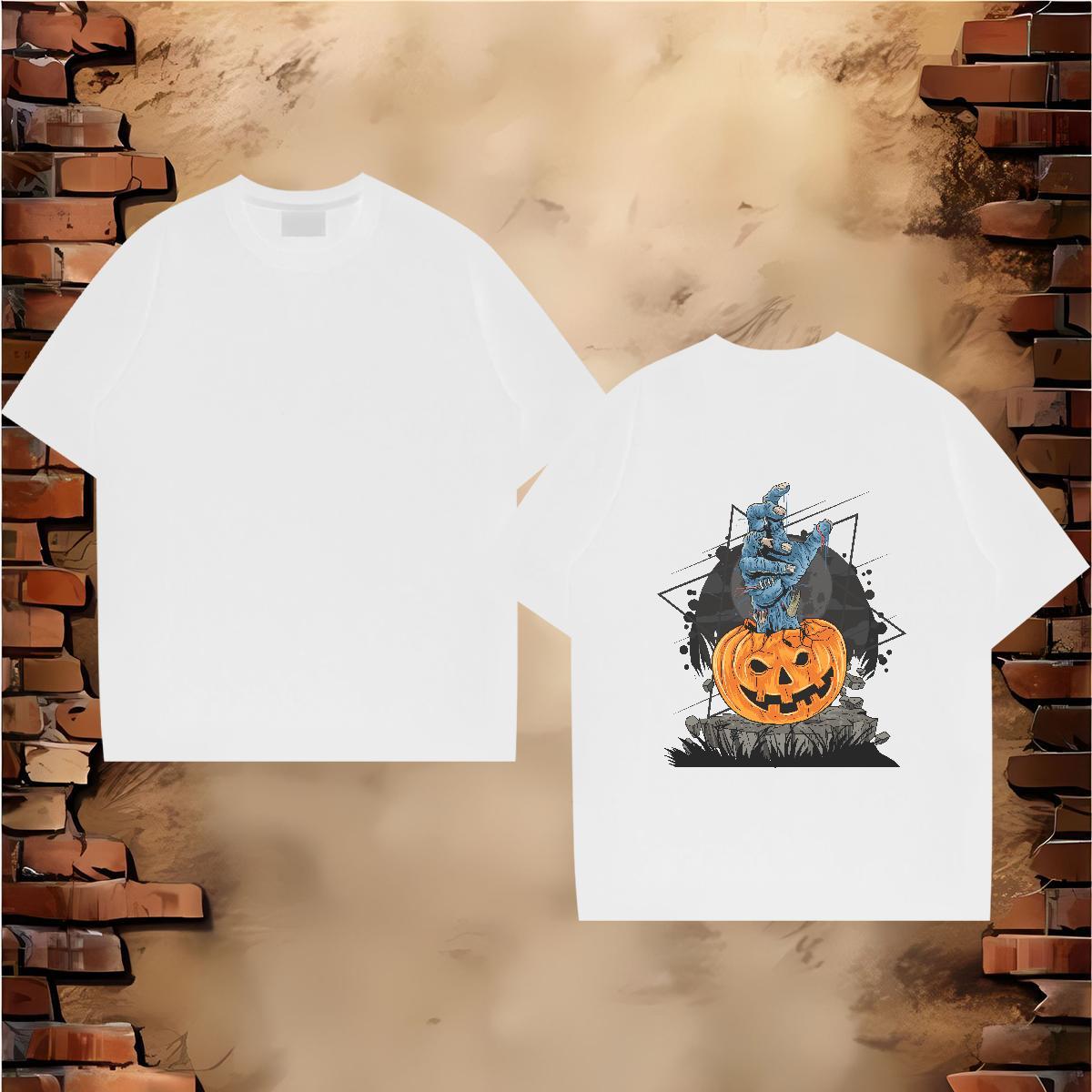 2024 New Men Tops Tees Halloween Street Casual 100% Cotton 230g Clothings Breathable Short Sleeve High Quality T shirt Graphic
