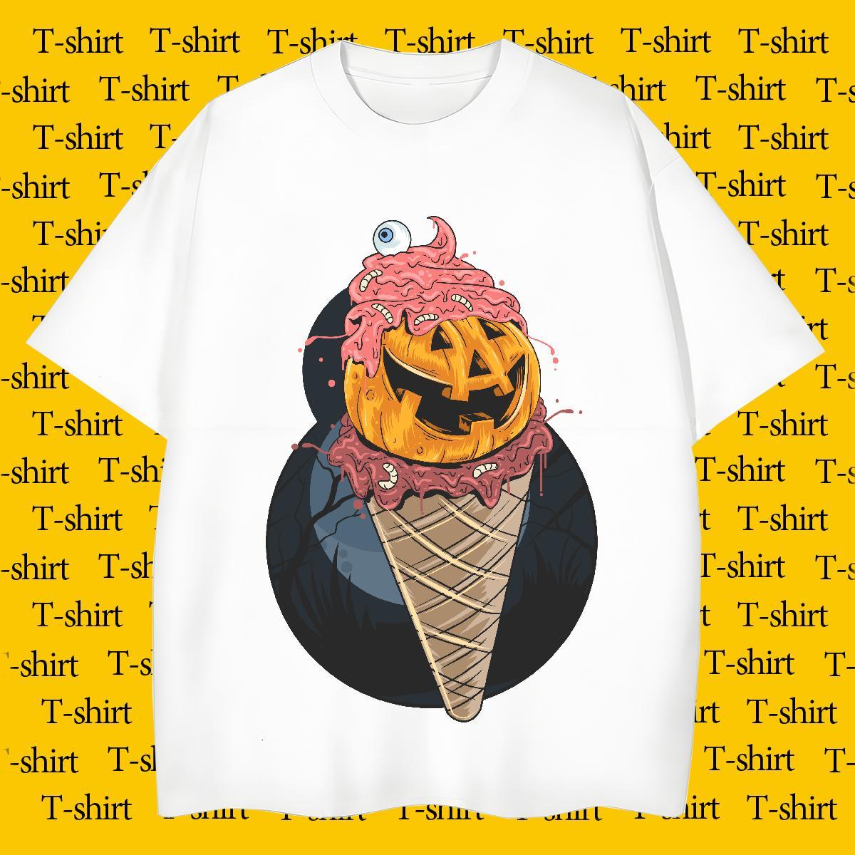 Designer T-Shirts for Men ice-cream Breathable Short Sleeve Hip Hop Street Oversized 3XL 4XL 100% Cotton 230g Men Tshirts 2024 Summer Clothings