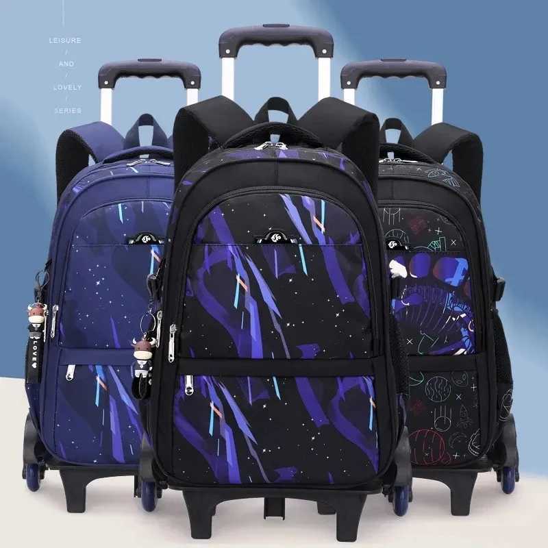 Children School Bags Kids Travel Rolling Luggage Bag Trolley School Backpack Teenager Boys Rucksack Wheeled Bag Bagkpack Mochila Y240820