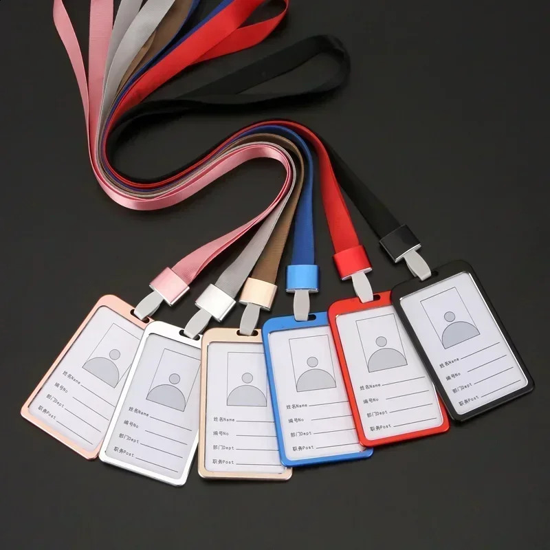 Student retractable badge scroll ID card holder cover nurse lanyard fashionable metal set 240820