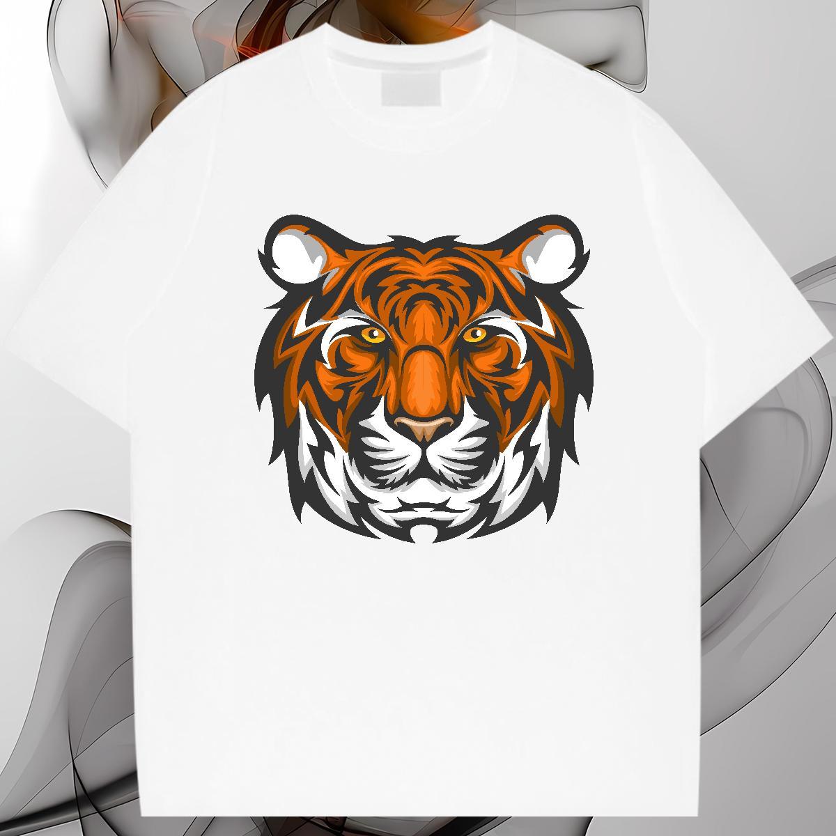Classic T shirt tiger Short Sleeve Soft Hip Hop Street DIY 230g Pure Cotton Men Tshirts Fashion Tees Shirts