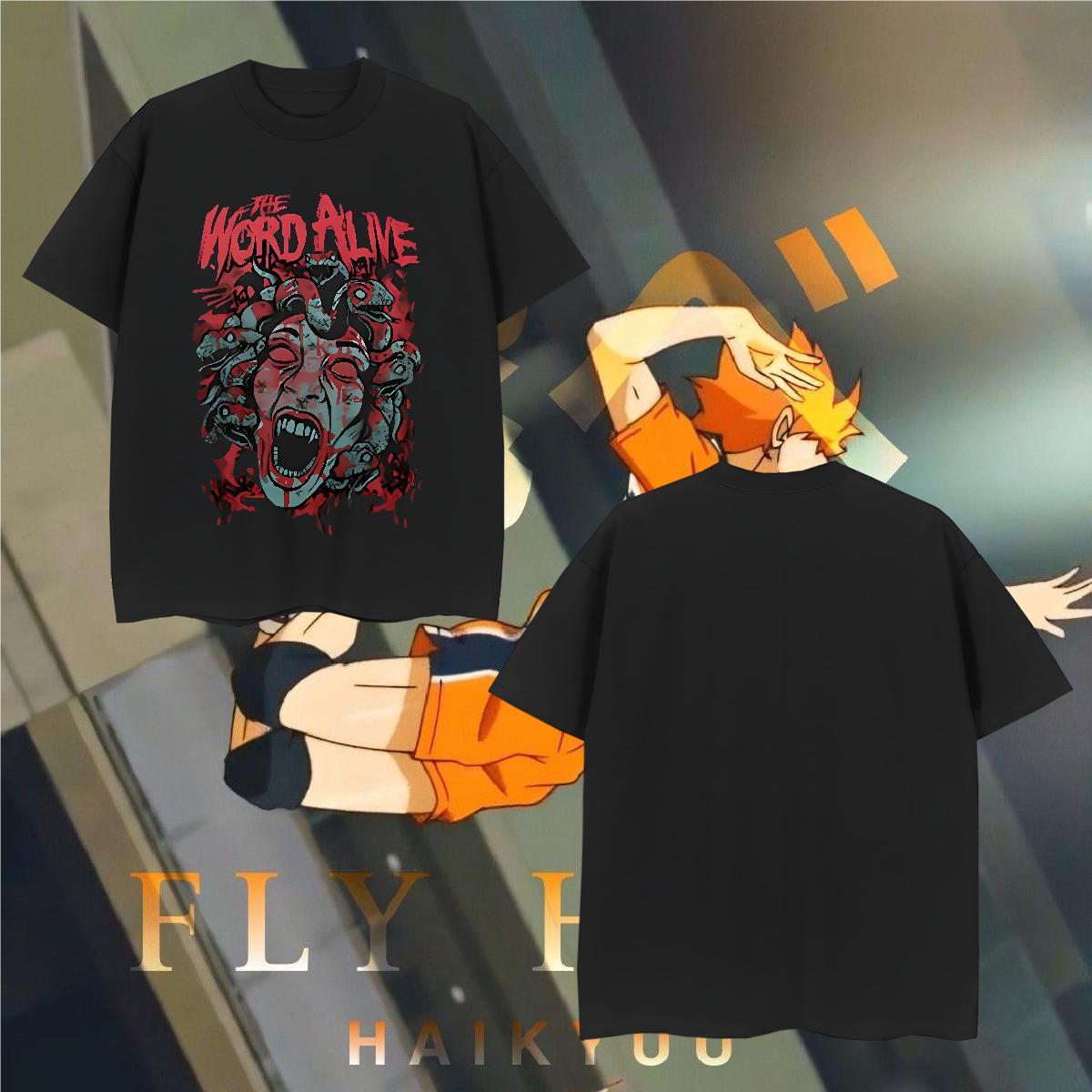 T shirt 230g 100% Cotton scary Street Round Neck Short Sleeve Cartoon Printing L-4XL Tshirt for Man Woman 2024 DIY Brand Clothes
