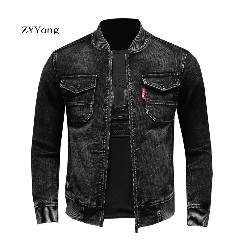 Stand up bomber pilot black Corduroy jacket mens Coats motorcycle ultrathin casual clothing Ropa Hombre 240809
