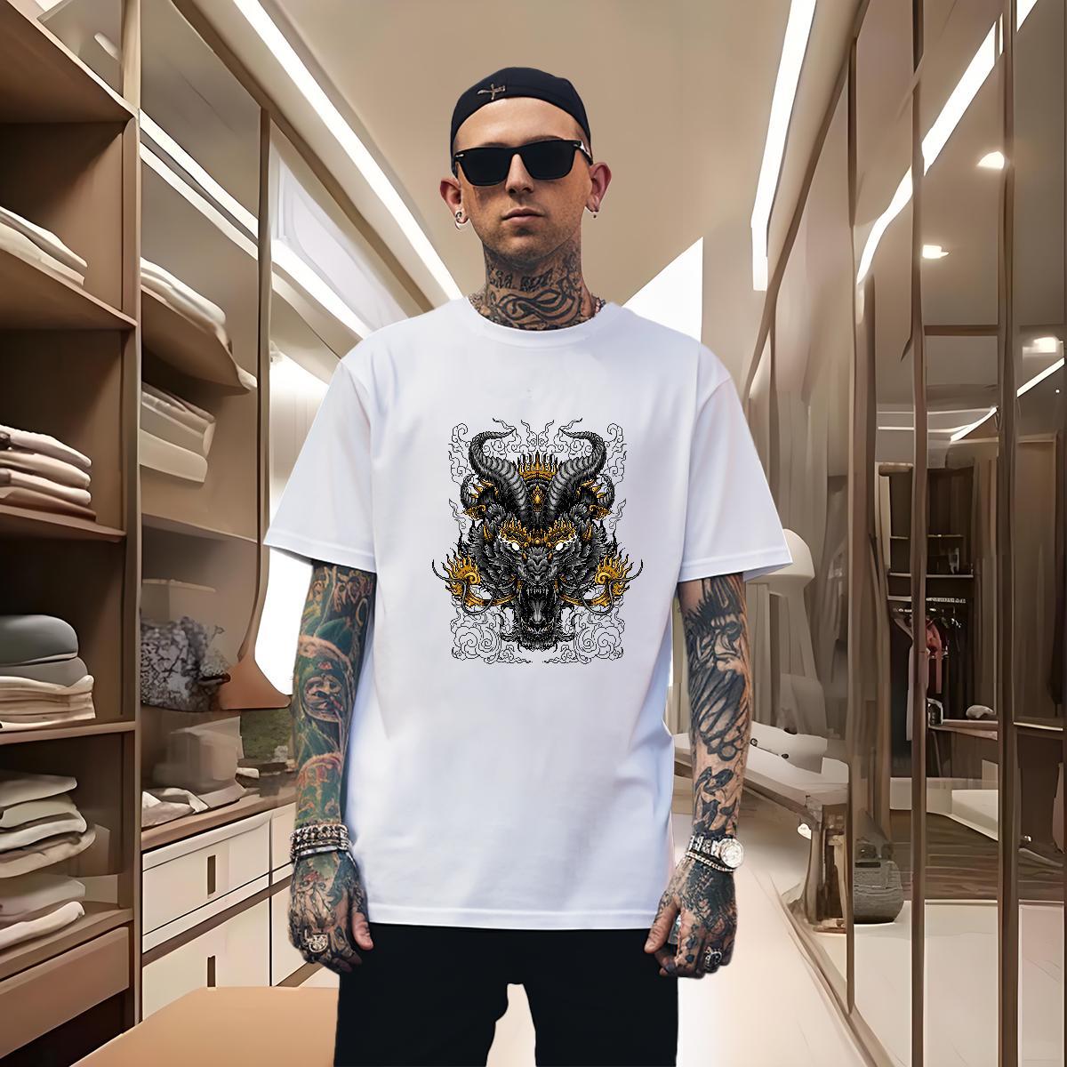 Mens T Shirts 230g Pure Cotton ferocity Casual Daily Wear Crew Neck DIY Mens Tshirts Factory Direct Popular Tees Shirts