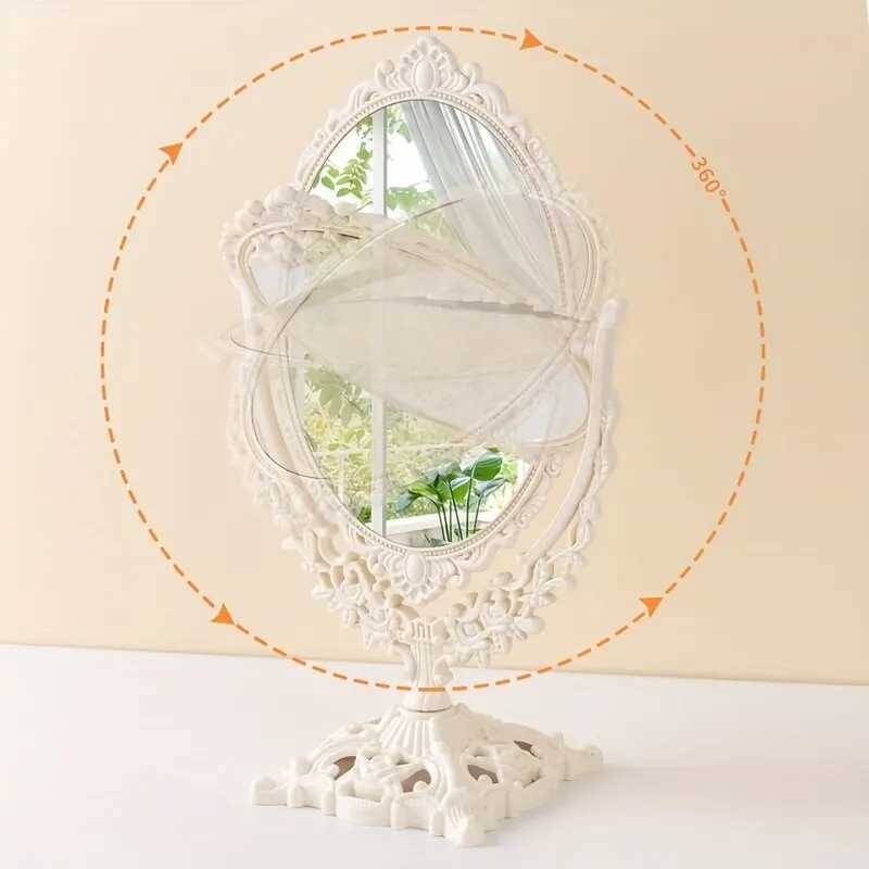 Vintage Makeup Mirror European Desktop Makeup Mirror Double Sided Minimalist Makeup Mirror Y240819