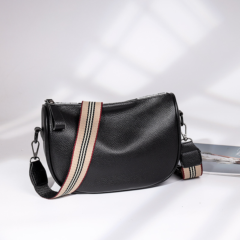 2025 New Genuine Leather Women s Handbag, Simple And Fashionable Designer Wide Shoulder Strap Single Shoulder Crossbody Bag Soft Leather Square Bag