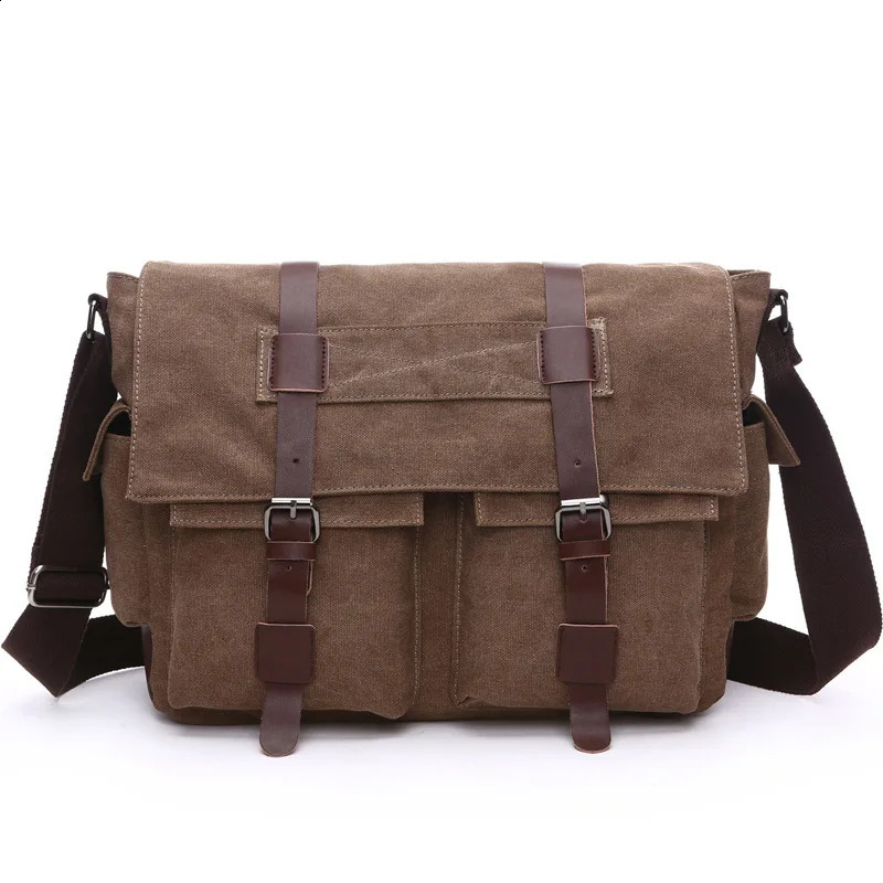 Vintage Canvas Men Messenger Bag Large Capacity Shoulder Bag For Men Europe Style Outdoor Shoulder Bag 240819
