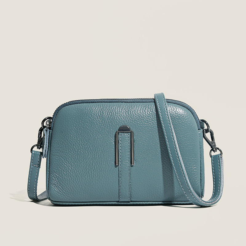 Genuine leather women's mobile phone spring new trendy fashion single shoulder crossbody bag, top layer cowhide small square bag