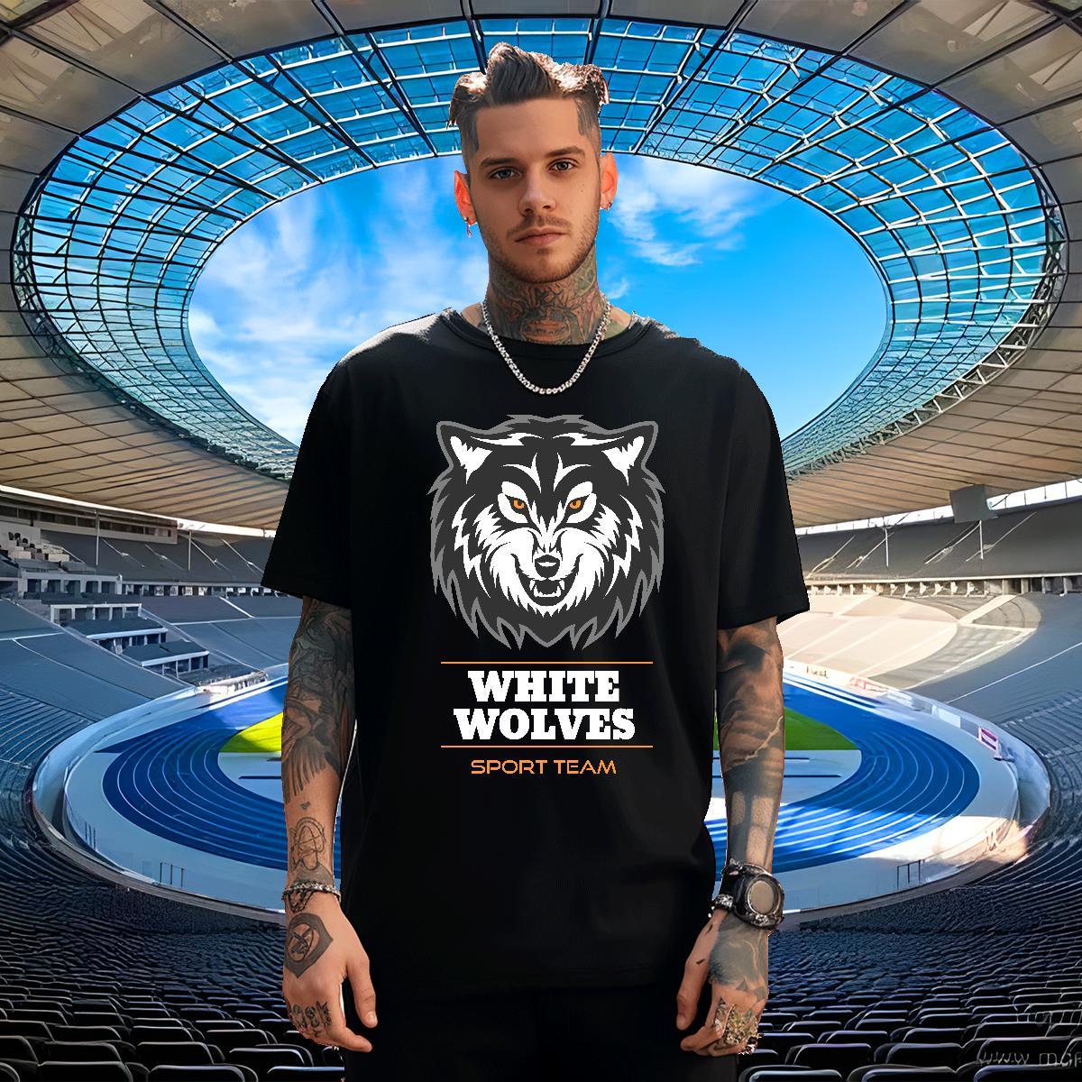 TOP Quality Men T Shirts wolf Short Sleeve Soft Home Outdoor DIY 230g 100% Cotton Mens Tshirts Stylist Tops
