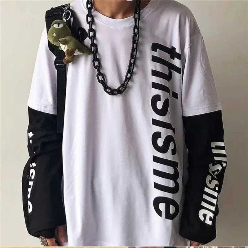 Man Oversized Tshirt Summer Men clothing Unisex Long sleeve tee Streetwear Harajuku Goth Punk Tops Dark Y2k Loose Anime T-ShirtsXJ240819