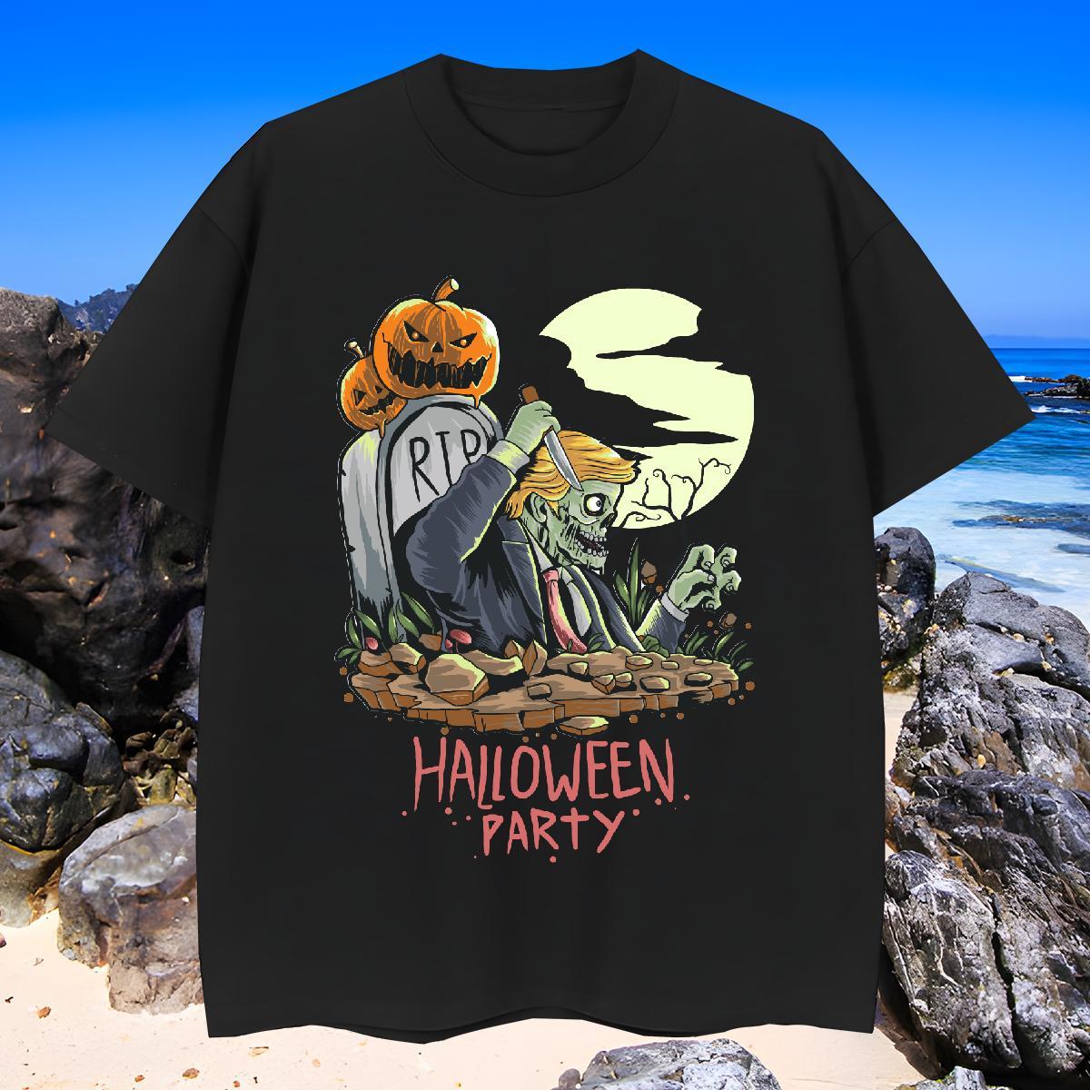 Classic Men T Shirts halloween Round Neck Short Sleeve Anime Printing Street Floral Print 230g Pure Cotton Men Tops Tees Brand Tees Shirts
