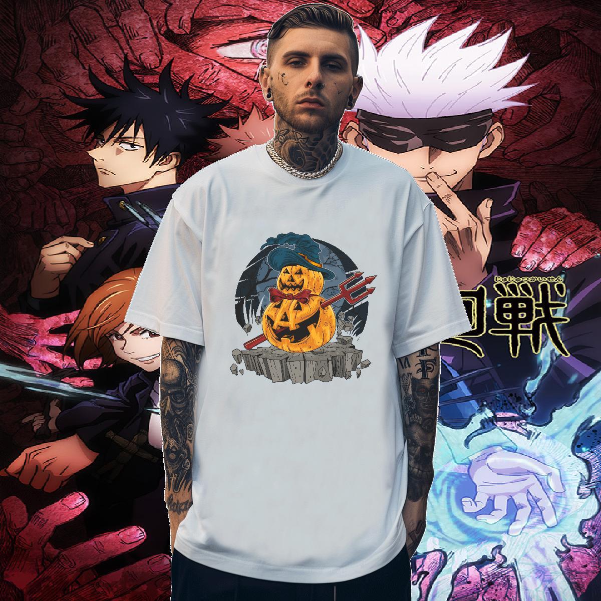 Free Shipping T Shirt For Man pumpkin O Neck Short Sleeves Spring Summer DIY Anime 230g Pure Cotton Tshirt for Man Woman New Designer Tops Shirt