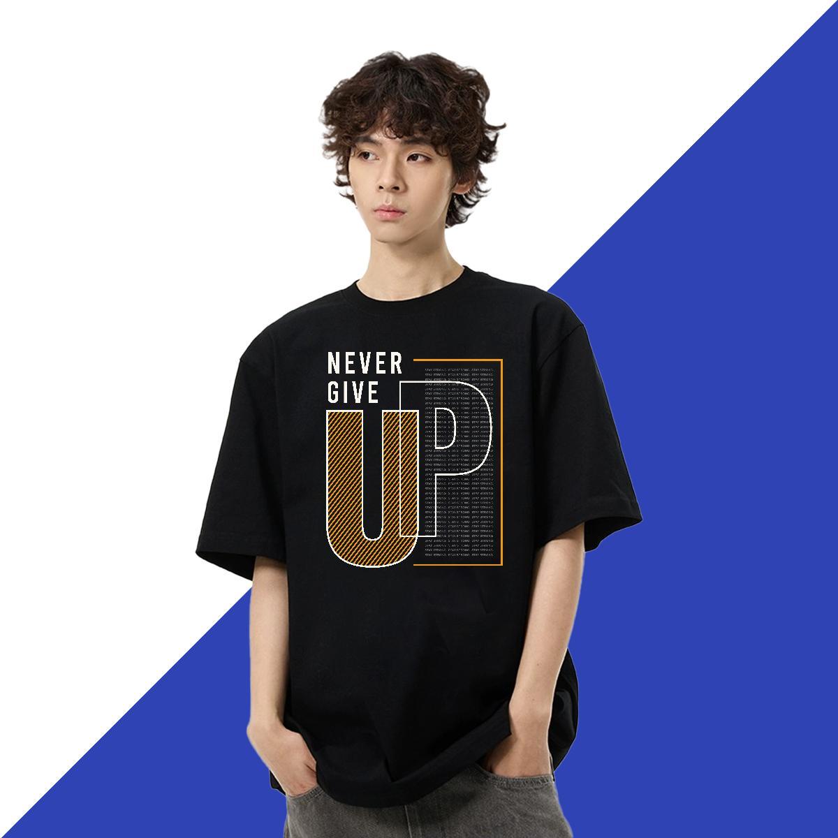 Free Shipping Men Tees Casual Daily Wear 230g Cotton Black White Breathable Crew Neck letter T Shirts Men New Designer Tshirts