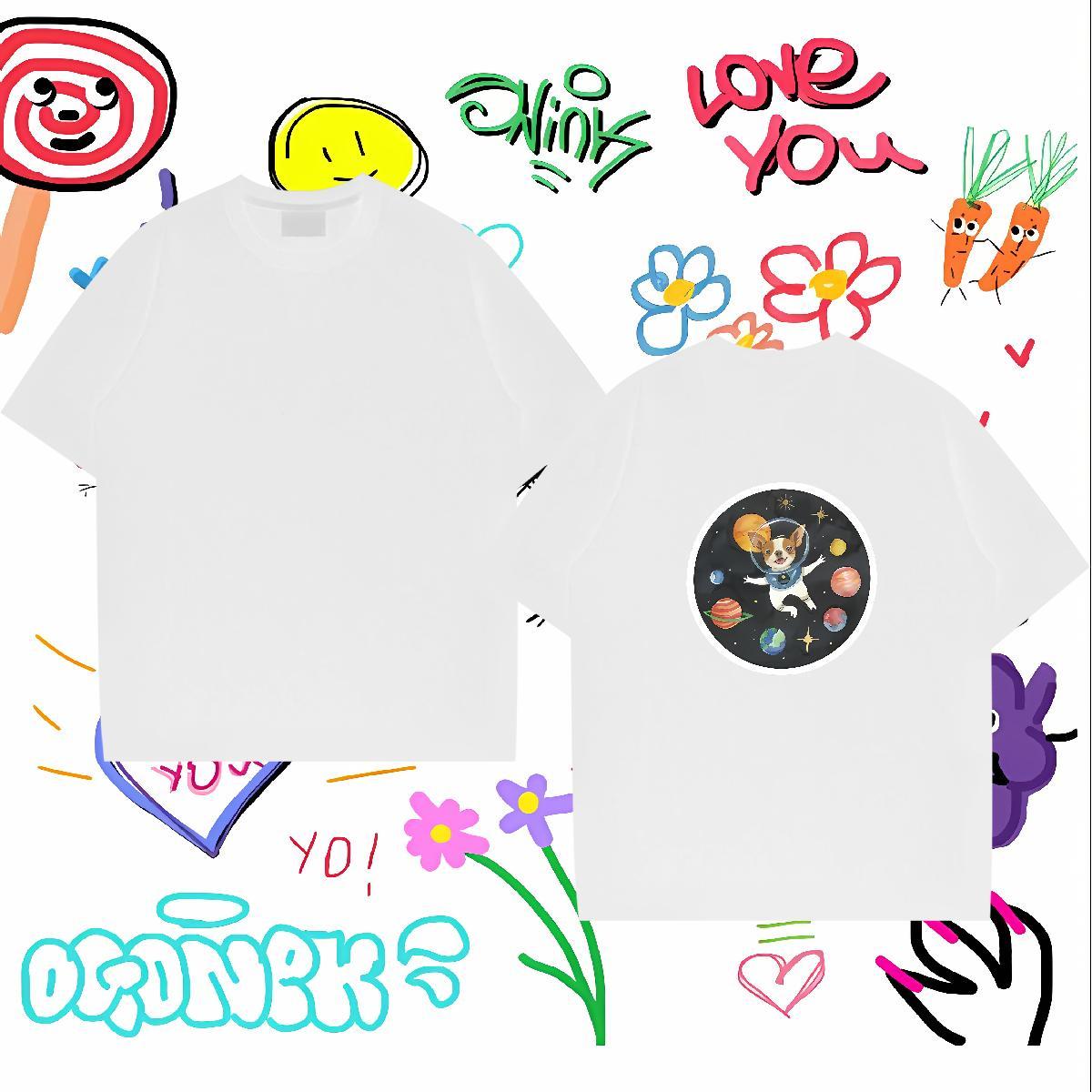 Classic Casual Men Tees dog Sport 230g Cotton Top Tees Breathable Crew Neck Free Shipping T-Shirts for Men DIY Anime