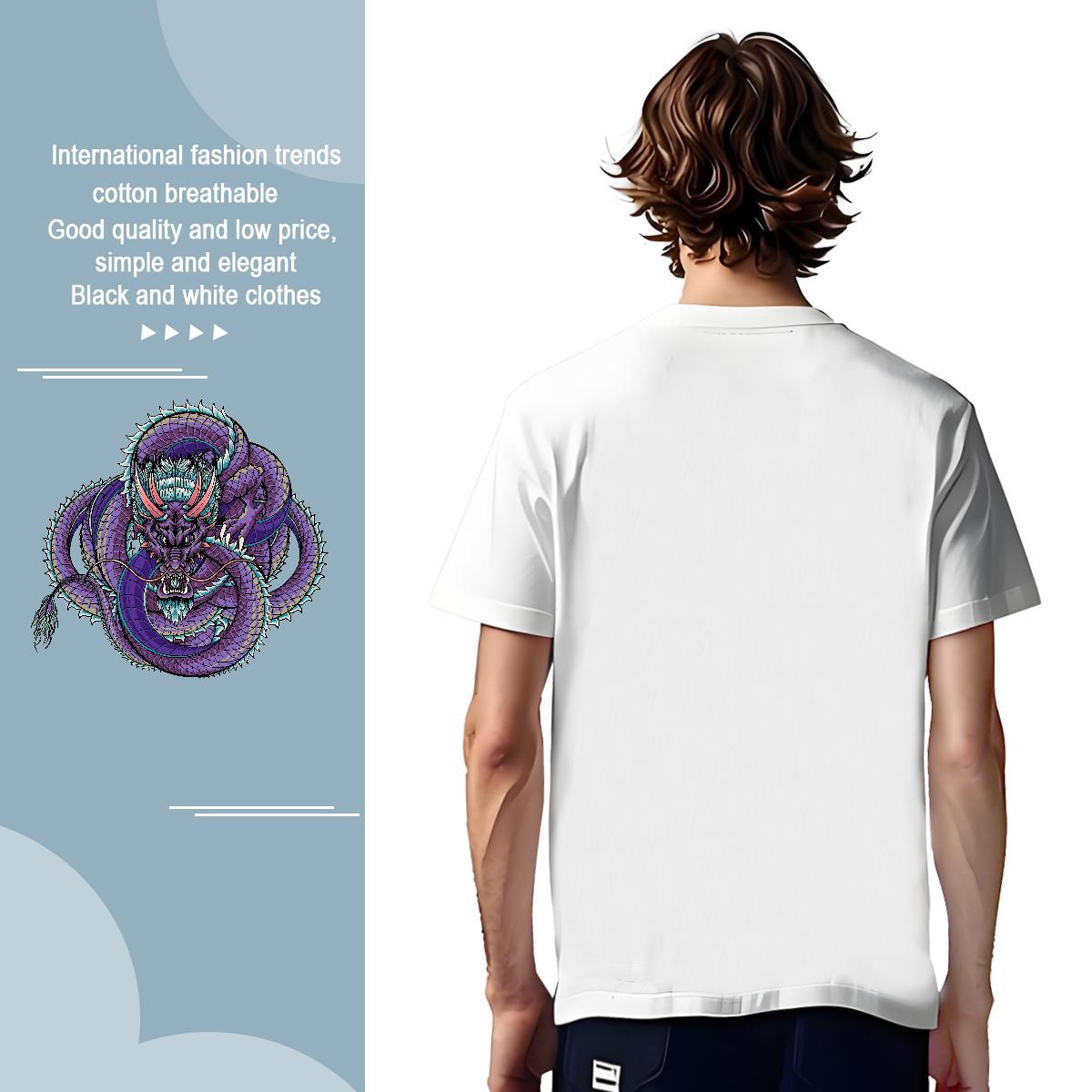 Designer dragon T-Shirts Street Wear Men Tees 100% Cotton 230g Fashion Design Breathable Crew Neck Black Oversized Tee Shirt